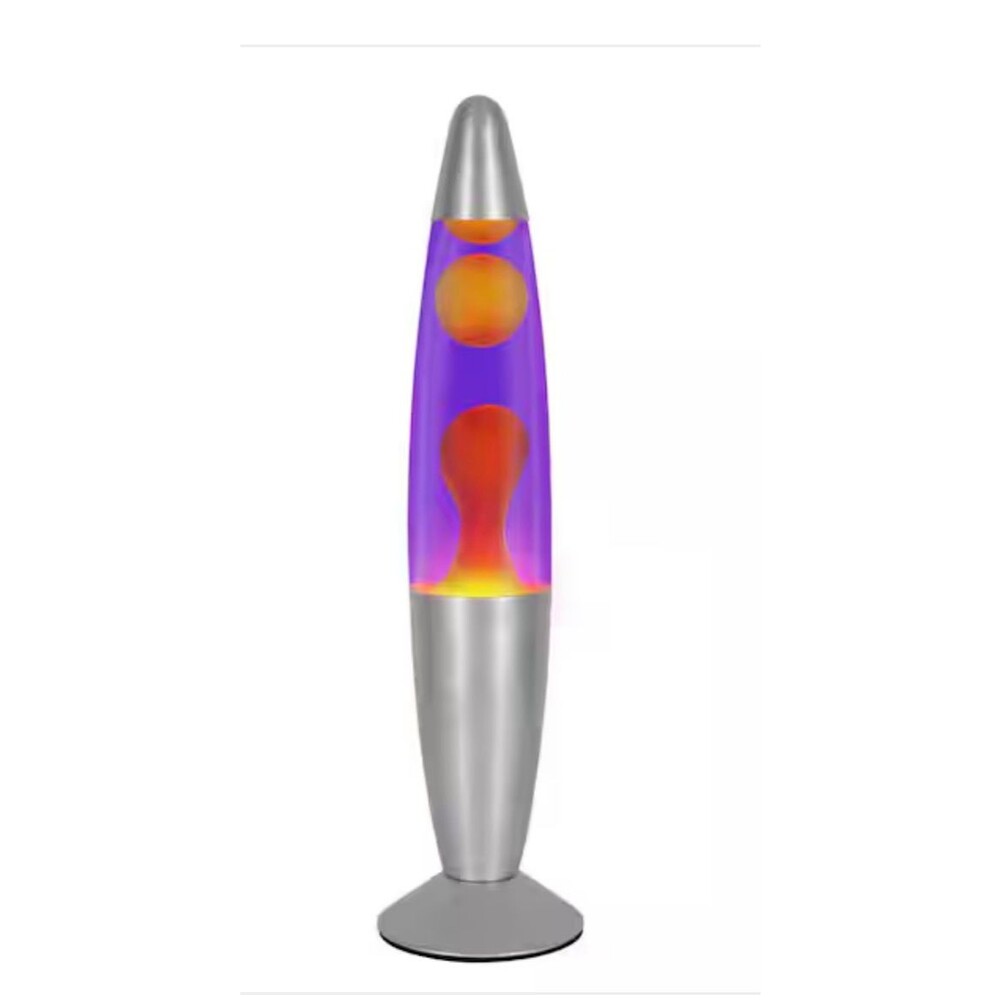 Mood Changing Motion Lava Lamp Silver Base/Purple Liquid and Yellow Wax Lava